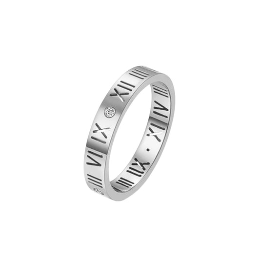 Roman Numeral Ring in White Gold