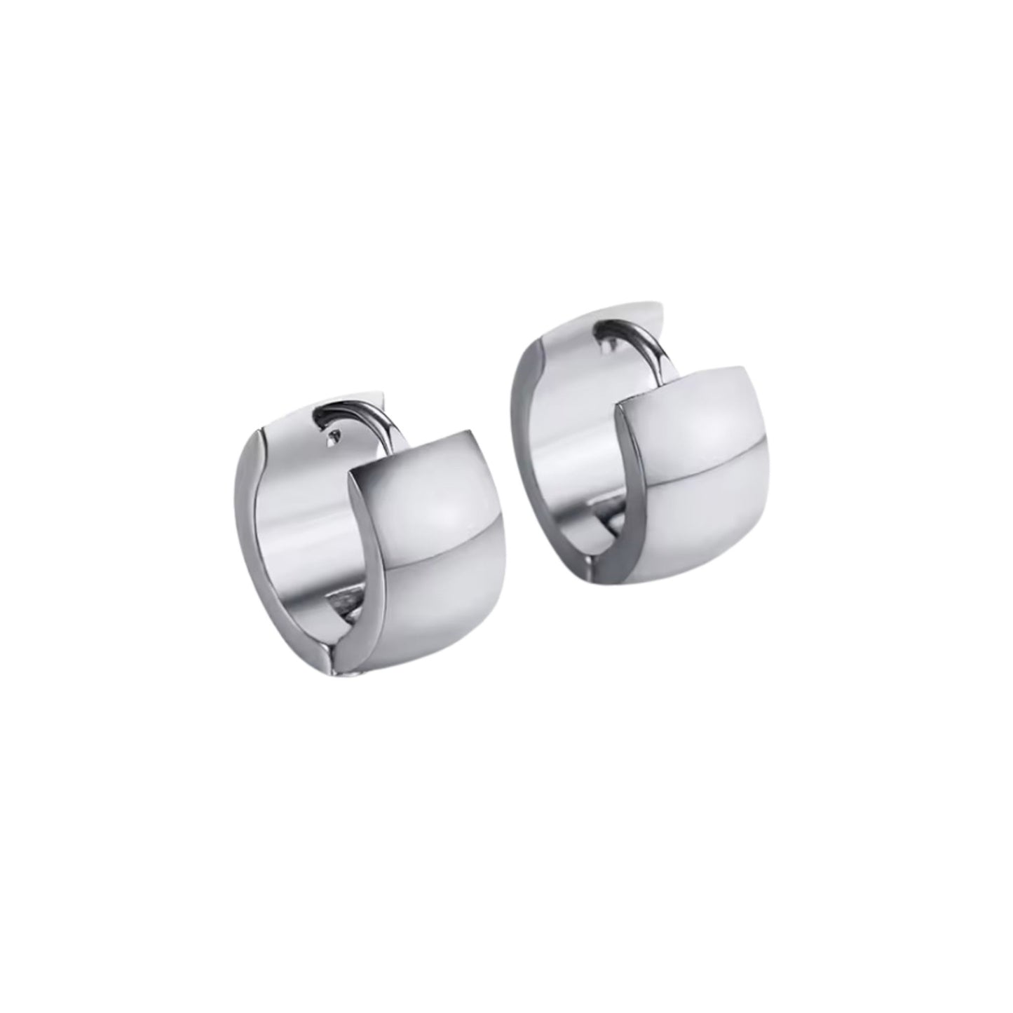 Classic Chunky Huggie Earrings in White Gold
