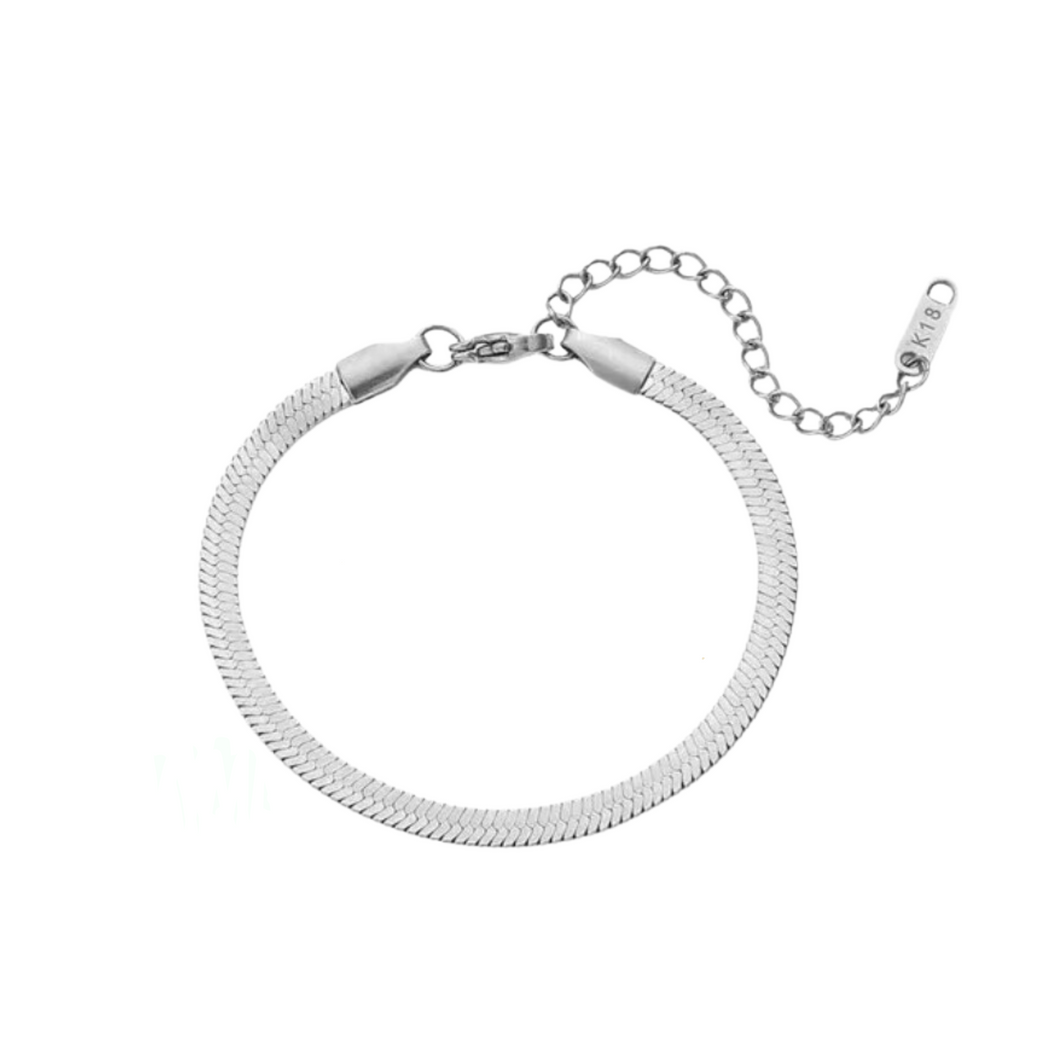 Snake Chain Bracelet in White Gold