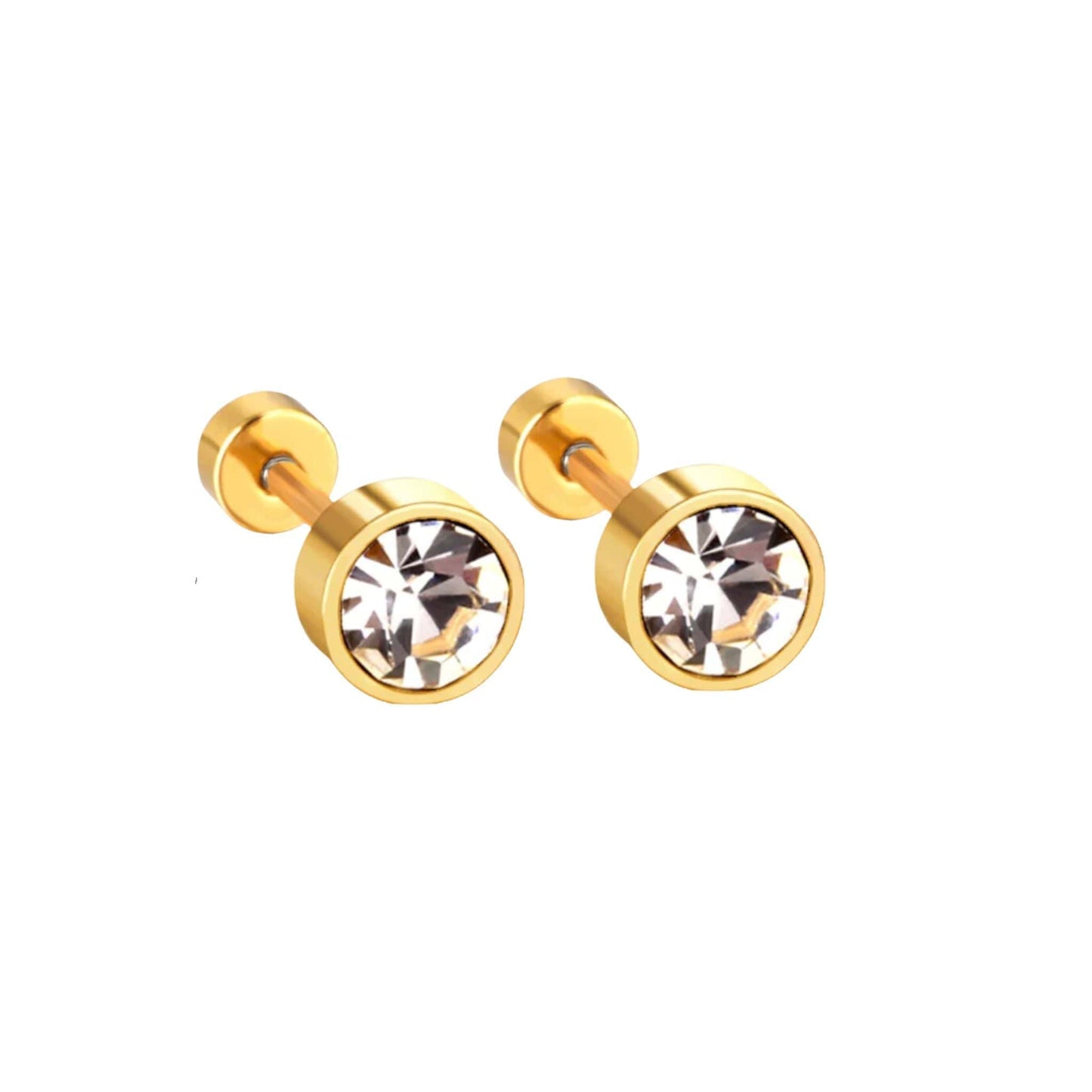 Small Stud Earrings in Gold - 12 Stone Colours