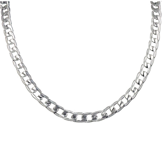 Cuban Link Chain Necklace 10mm in White Gold