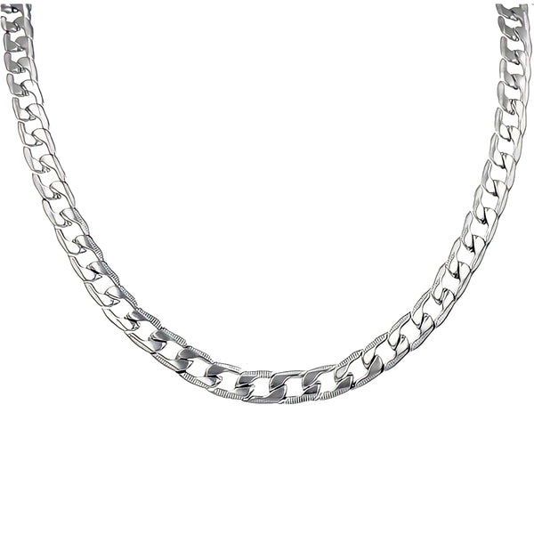 Cuban Link Chain Necklace 10mm in White Gold