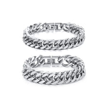 Load image into Gallery viewer, Chunky Cuban Chain Bracelet in White Gold