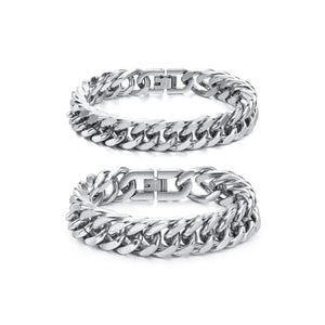 Chunky Cuban Chain Bracelet in White Gold