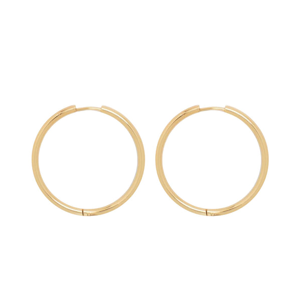 Large Clicker Hoop Earrings in Gold - 30mm