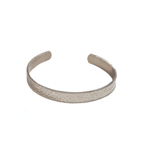 Lust Hammered Open Bangle - Silver Color - 10mm