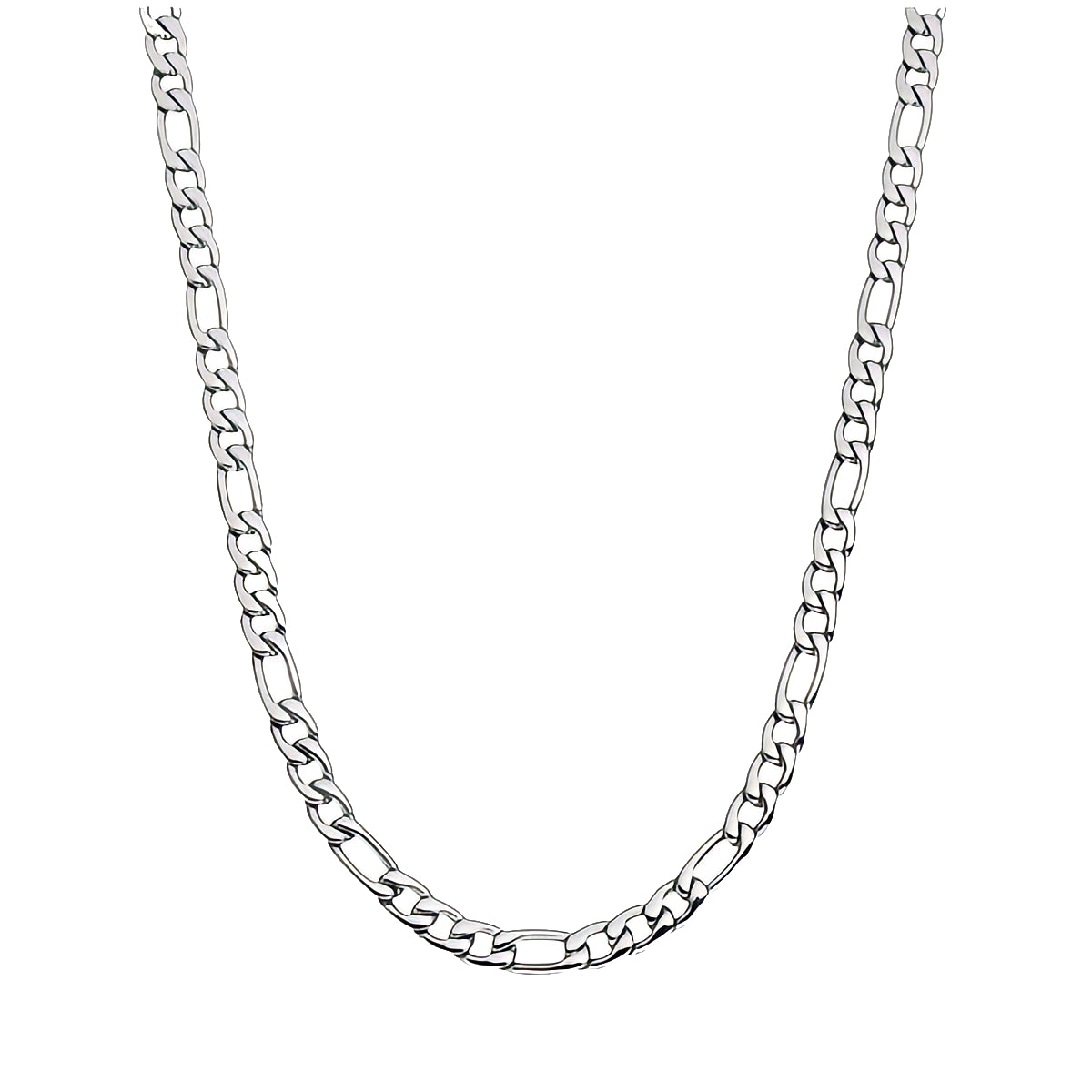 Figaro Chain Necklace 7mm in White Gold