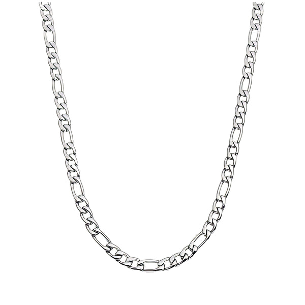 Figaro Chain Necklace 7mm in White Gold