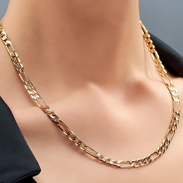 Figaro Chain Necklace 7mm in Gold