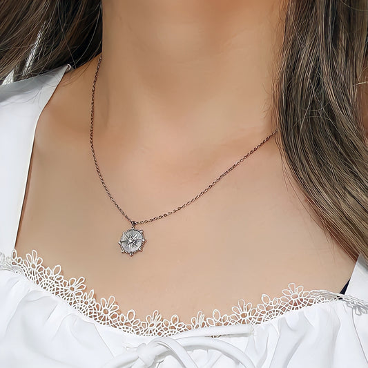 Wheel of Fortune Pendant Necklace in White Gold