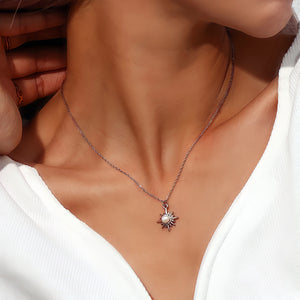 Twilight Star CZ Pendant Necklace - Pearl