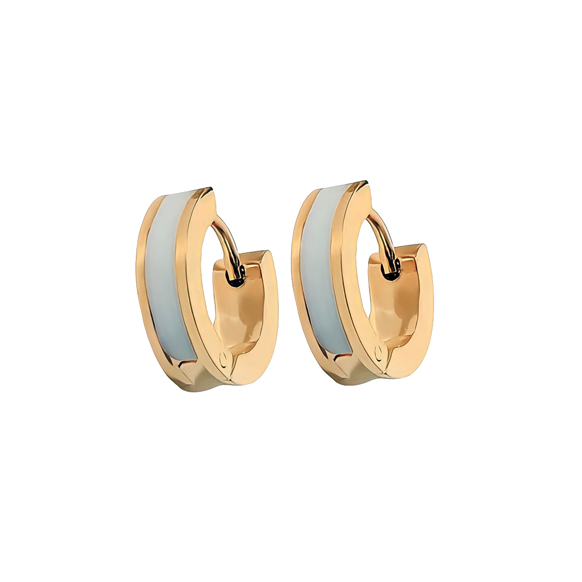 Enamel Huggie Earrings - White