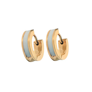 Enamel Huggie Earrings - White