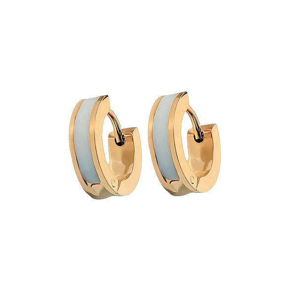 Enamel Huggie Earrings - White