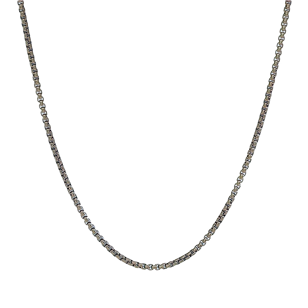 Box Chain Necklace in White Gold