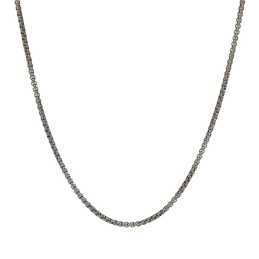 Box Chain Necklace in White Gold