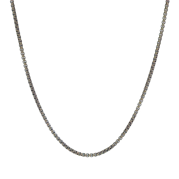 Box Chain Necklace in White Gold