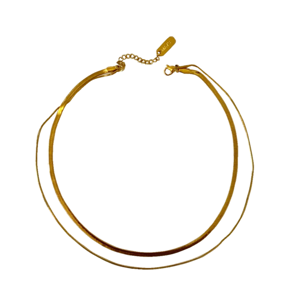 snake double chain gold chocker necklace