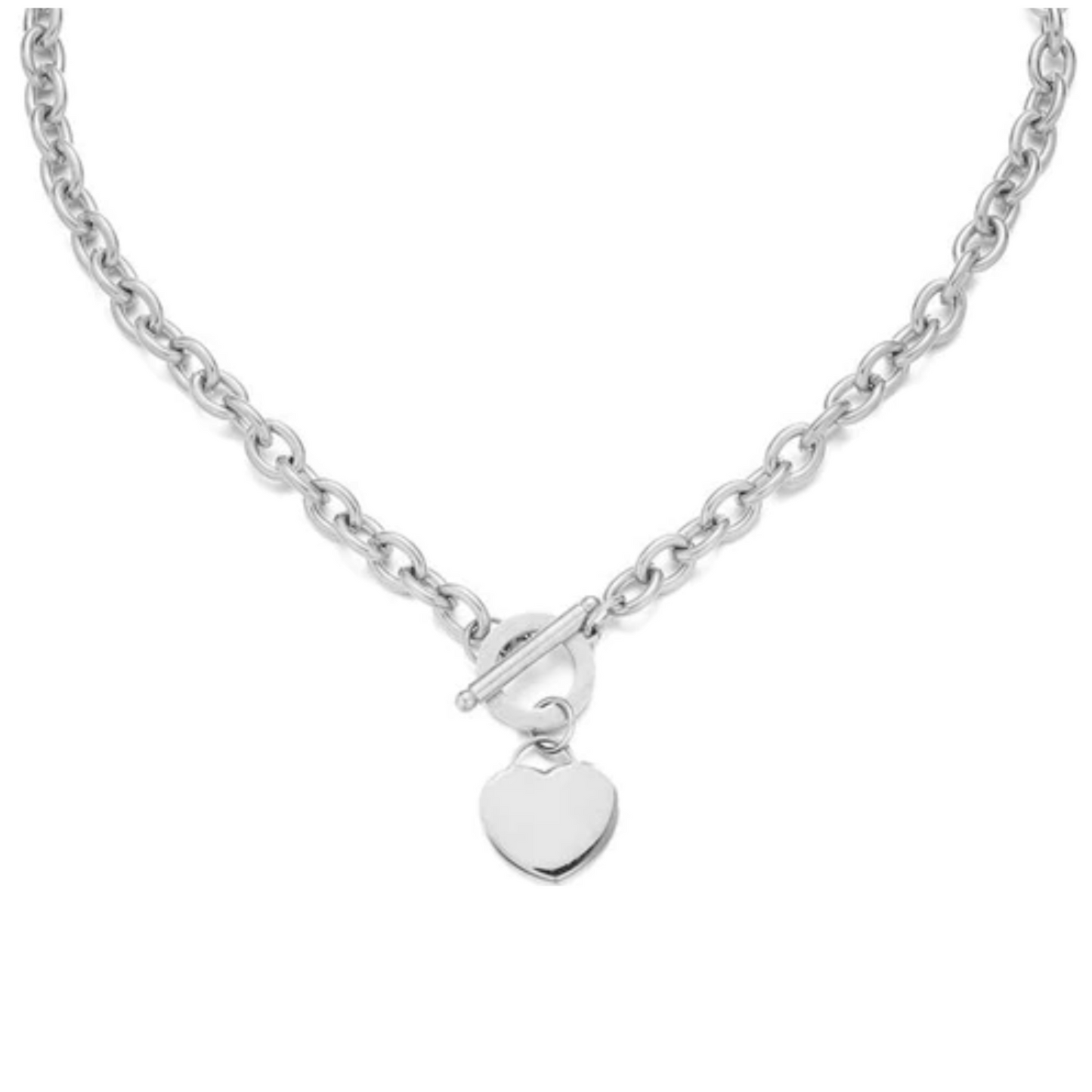 silver chain heart necklace