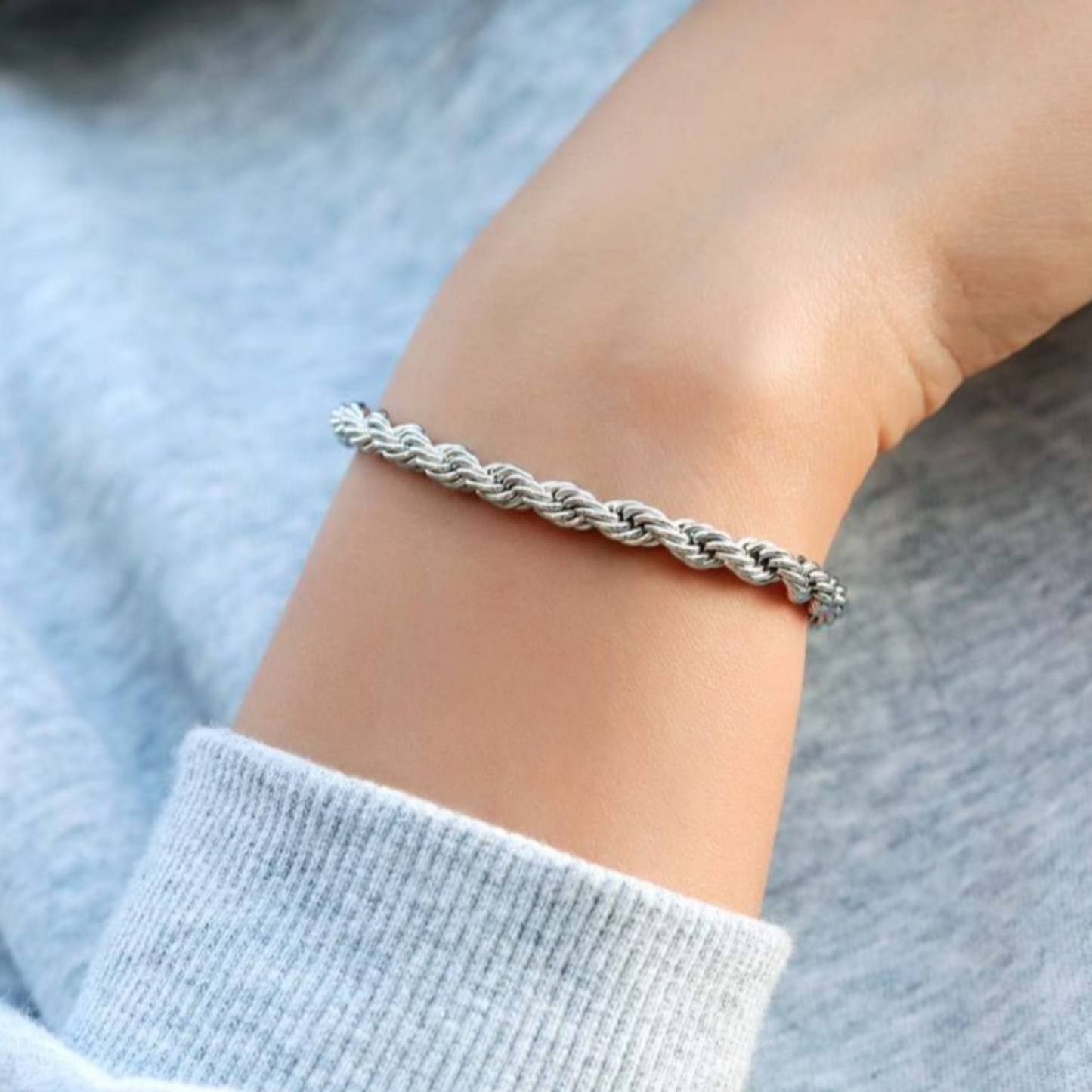 Rope Chain Bracelet in White Gold - 5mm