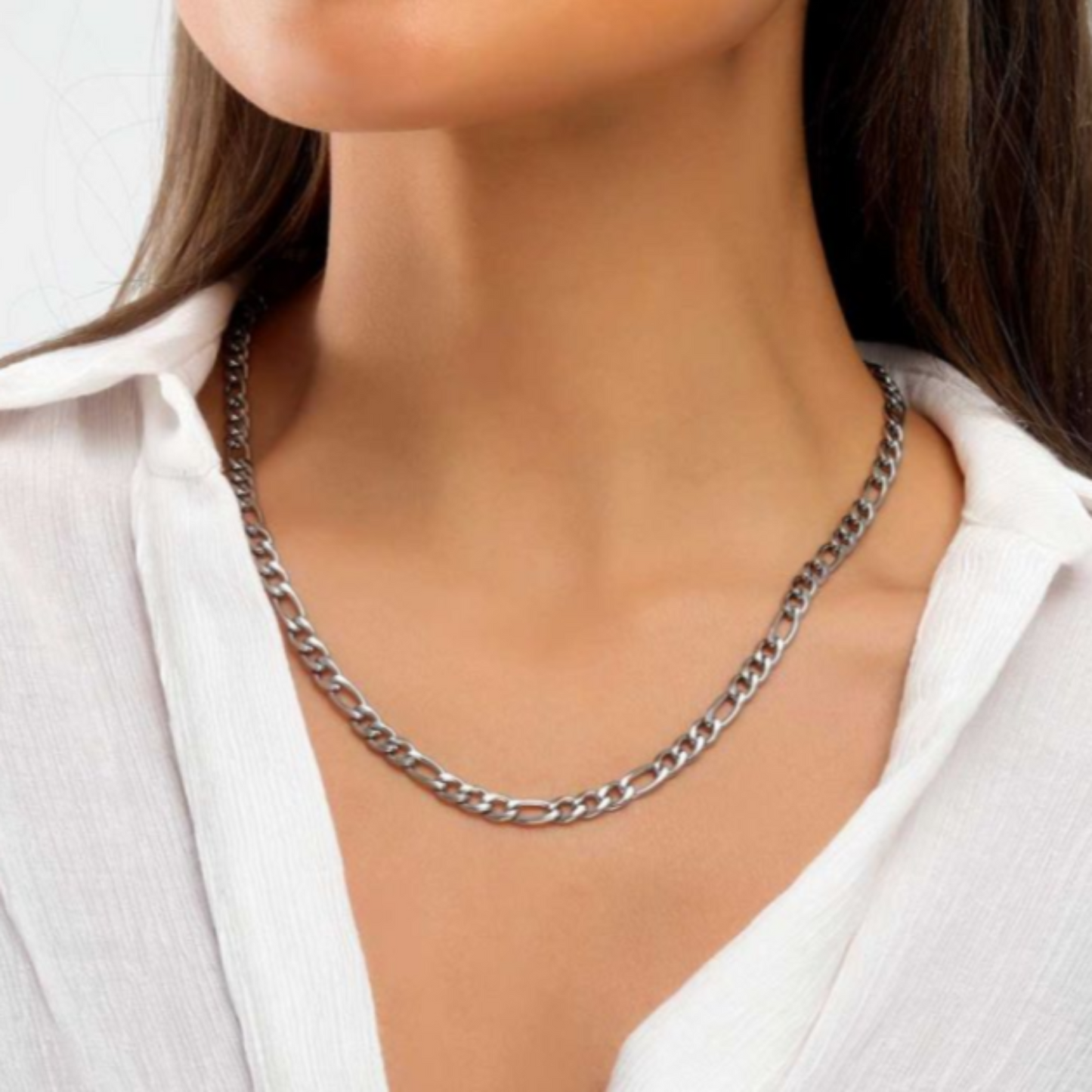 figaro chain necklace silver