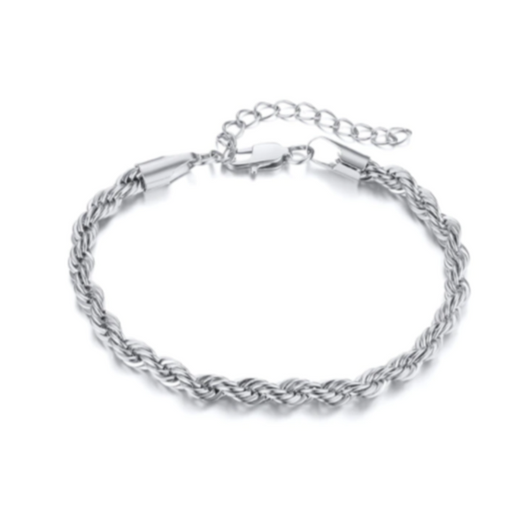 Rope Chain Bracelet in White Gold - 5mm