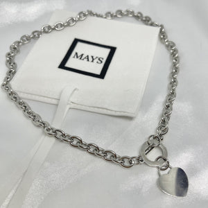 silver chain heart necklace