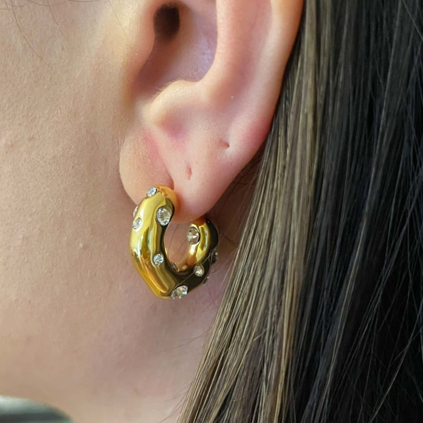 Madrid CZ Hoop Earrings in Gold