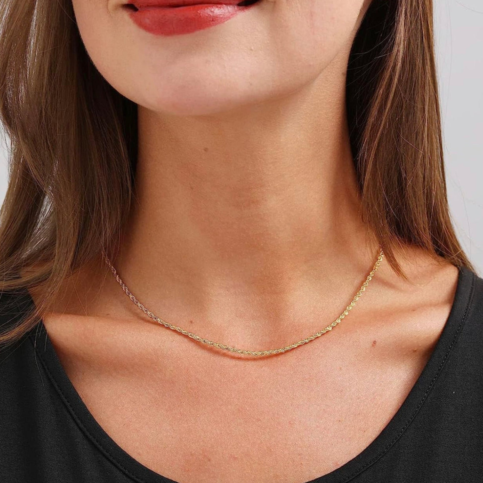 rope chain necklace 2mm gold