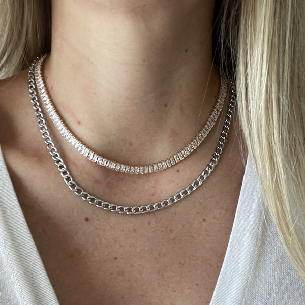 curb chain sterling silver necklace