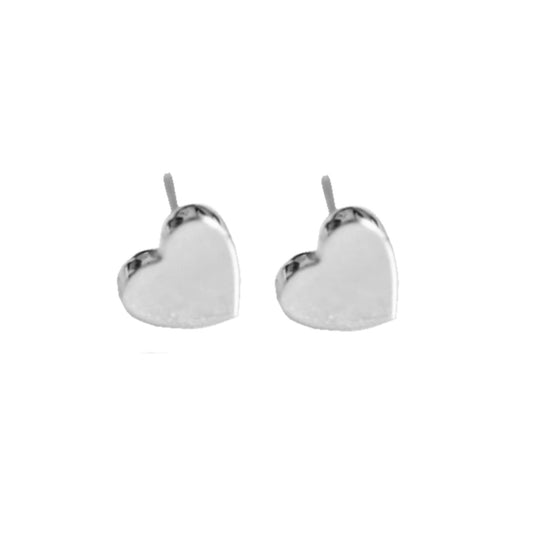 Heart Stud Earrings in White Gold