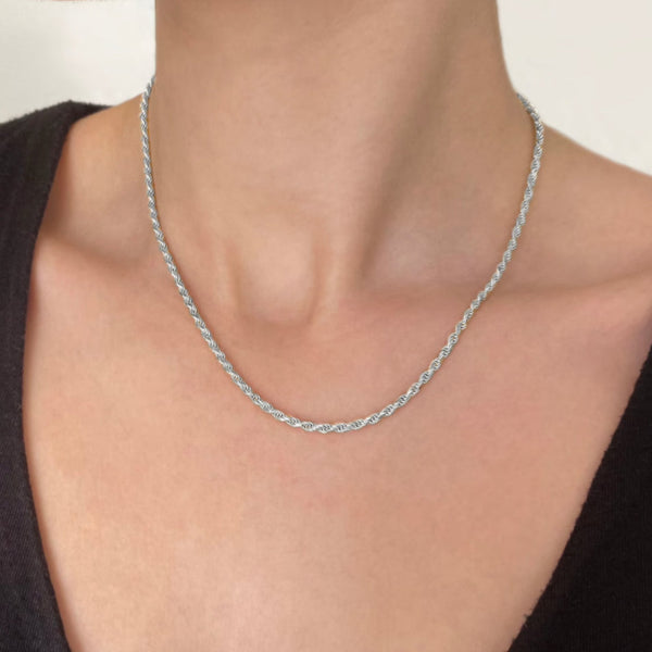 rope chain necklace 2mm silver