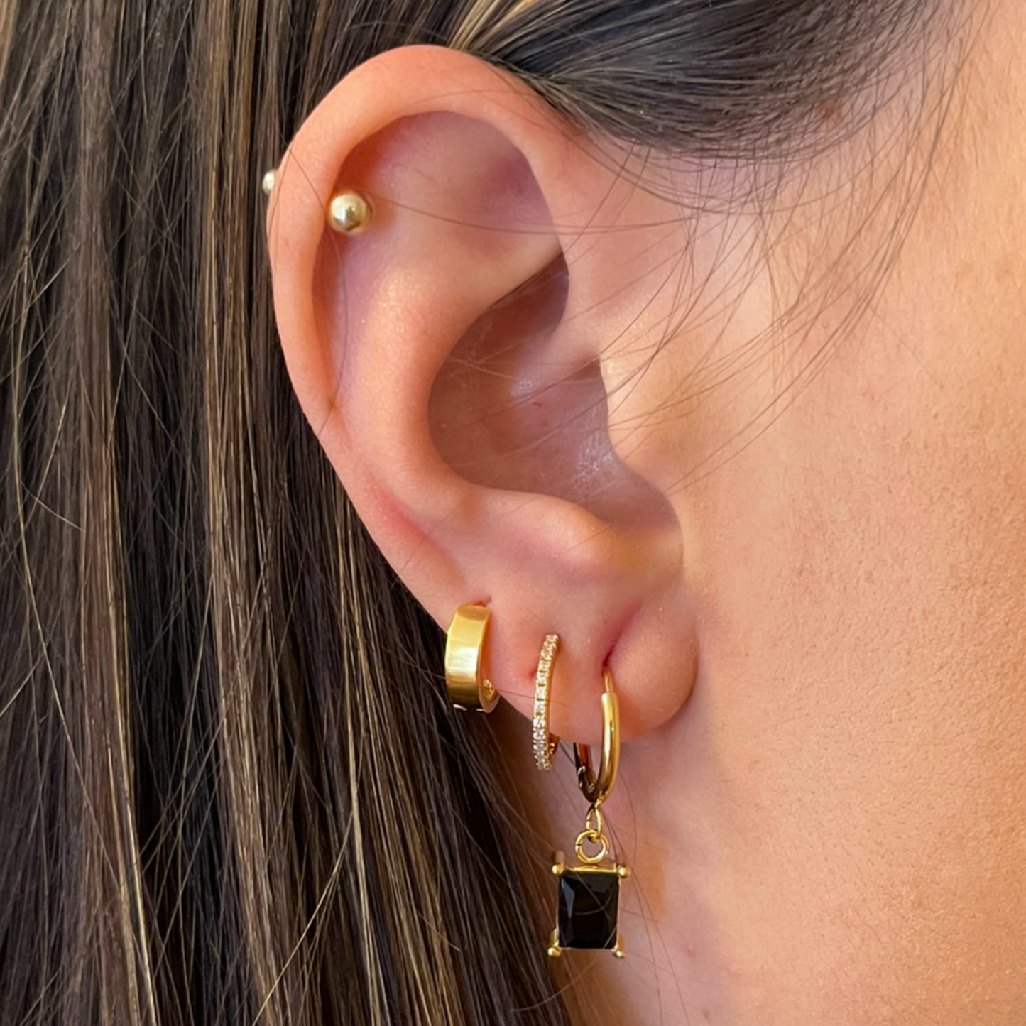 Marie Hoop Earrings - 4 Stone Colours