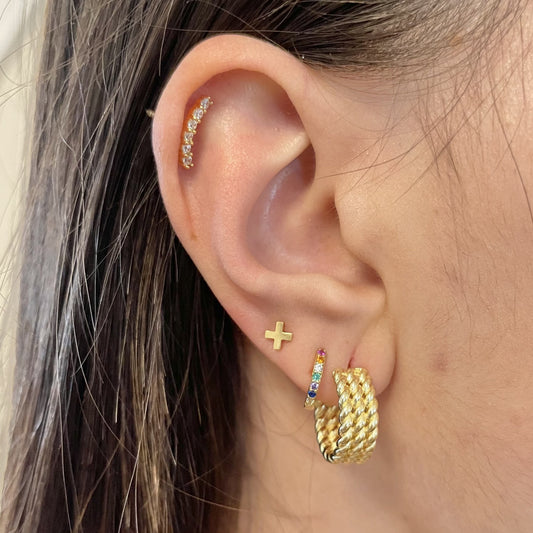 Trust Cross Stud Earrings in Gold