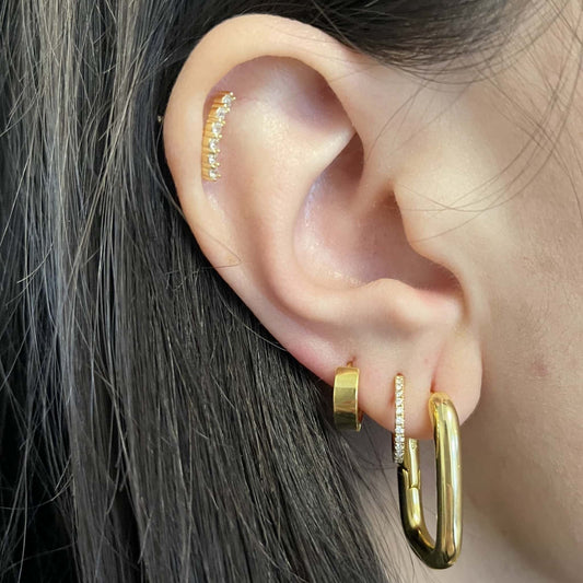 Onyx Rectangular Hoop Earrings in Gold