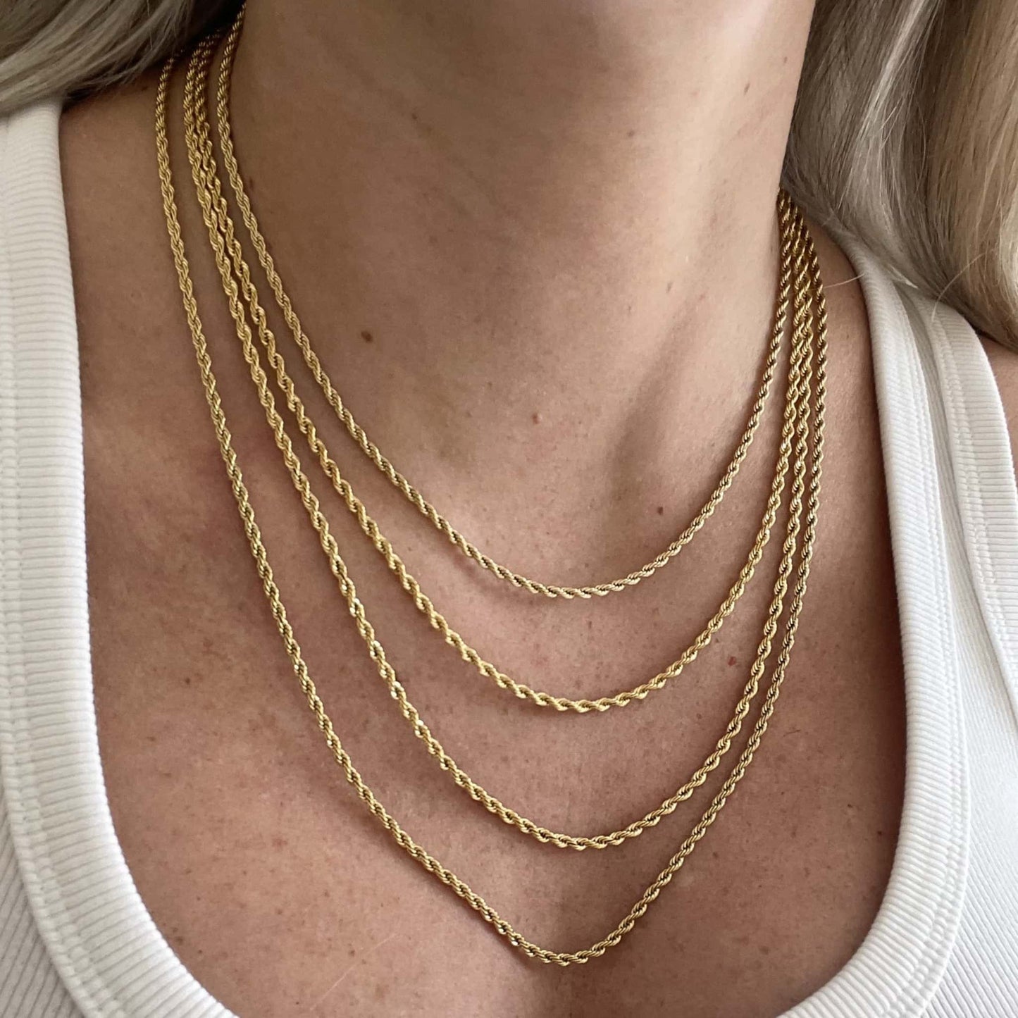 Rope Chain Necklace in Gold - 2mm (Length Selection)