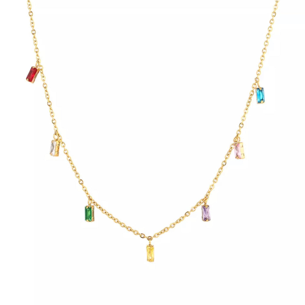 rainbow necklace colorful fashion gold