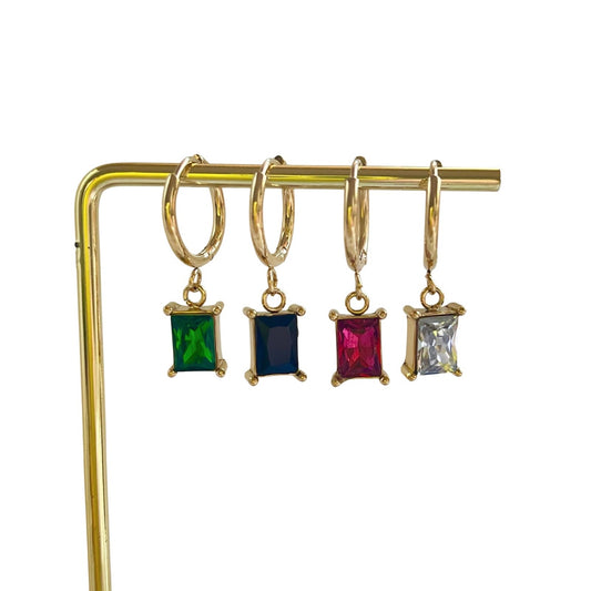 Marie Hoop Earrings - 4 Stone Colours
