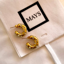 Load image into Gallery viewer, Madrid CZ Hoop Earrings in Gold