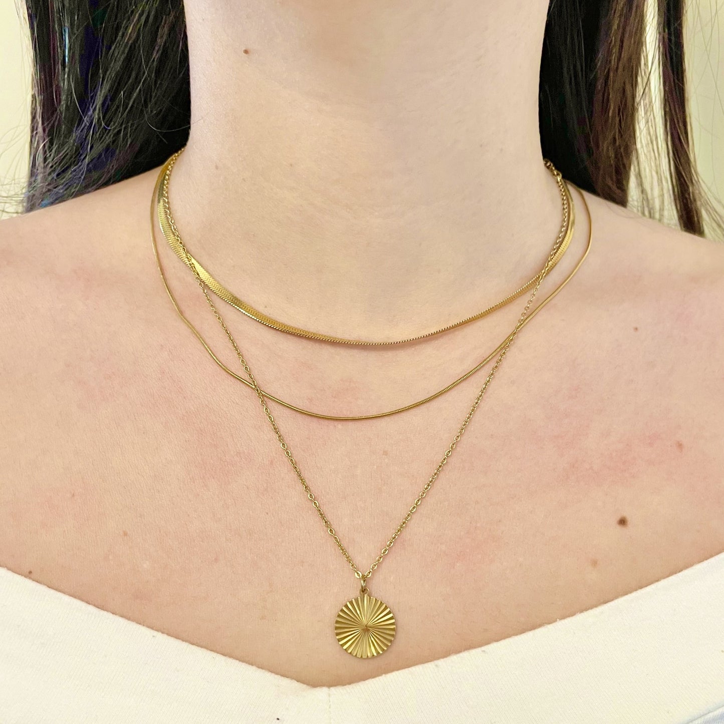 sun sunrise 18k gold necklace