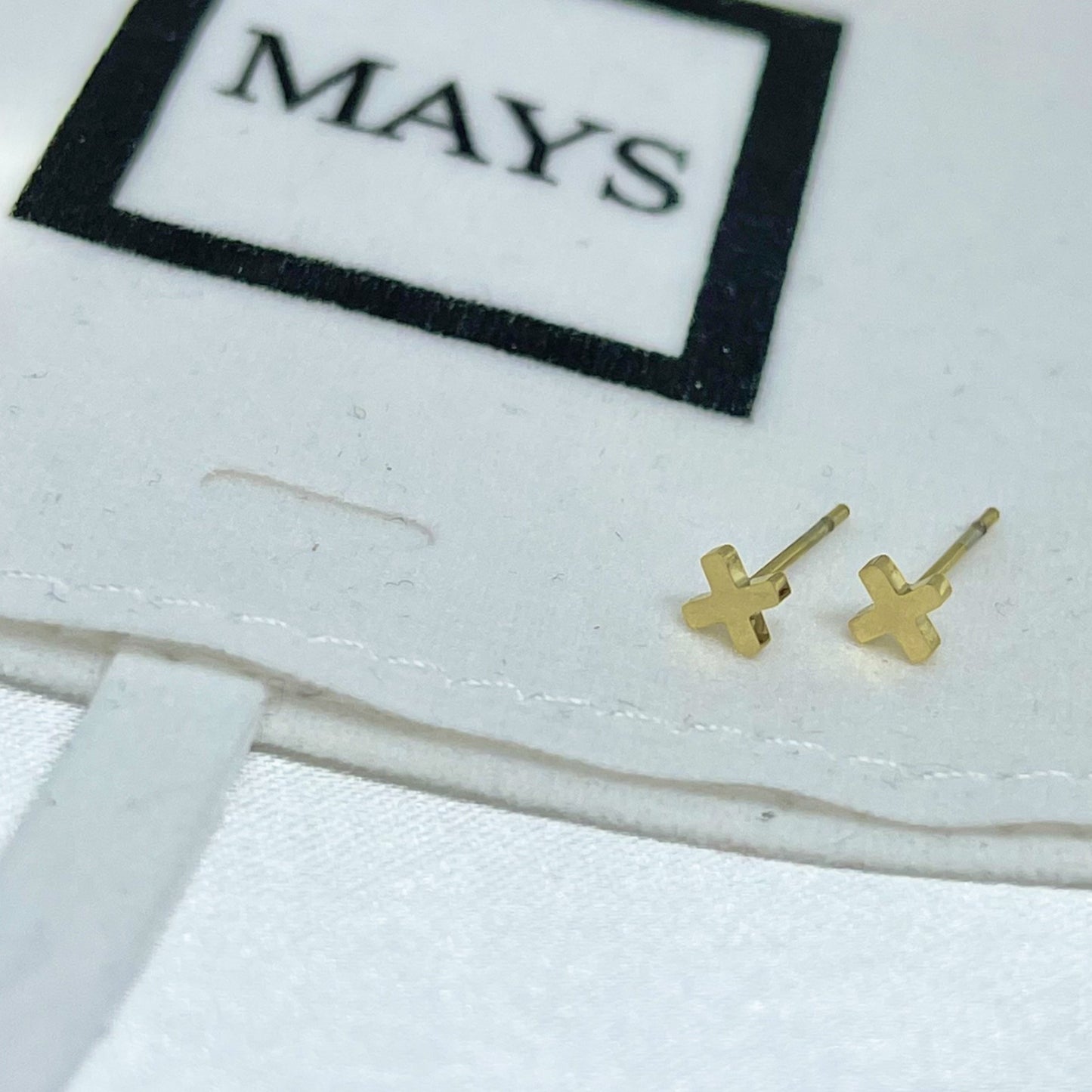Trust Cross Stud Earrings in Gold