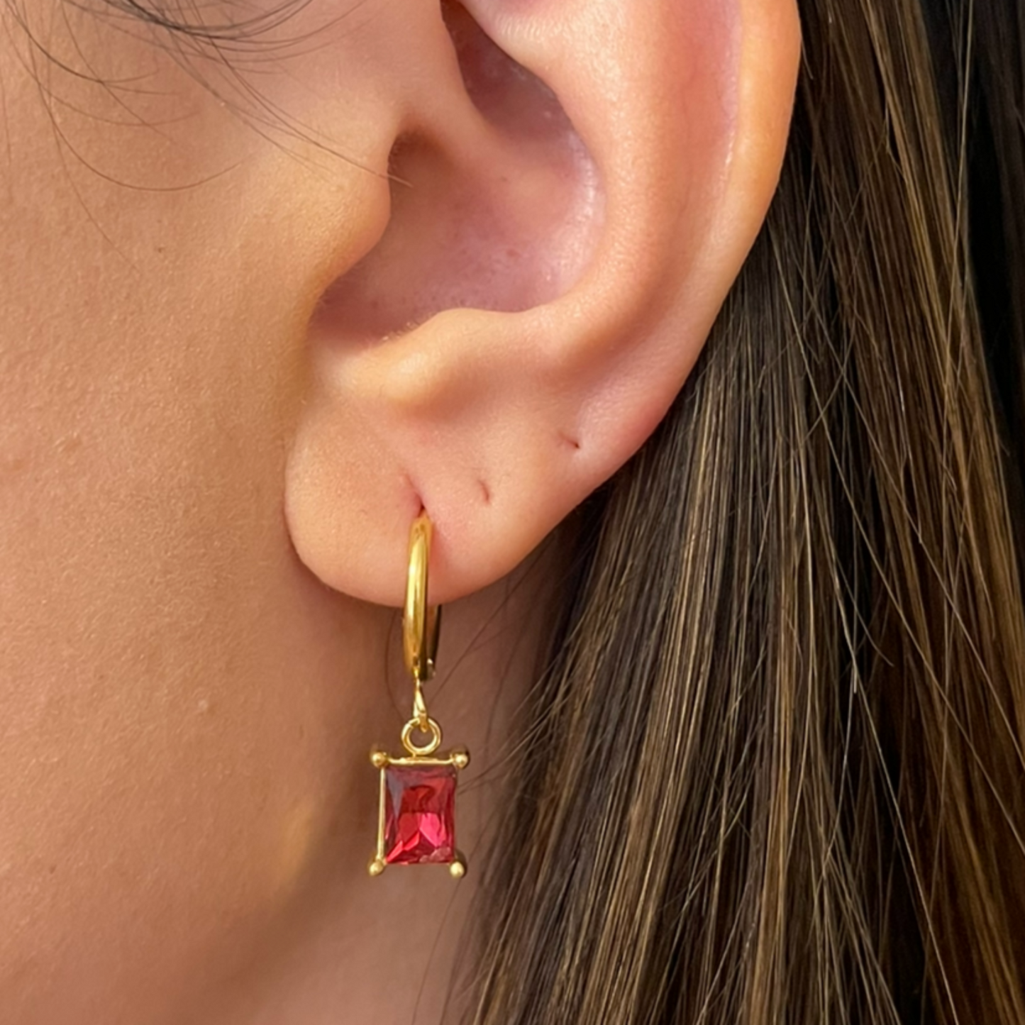 Marie Hoop Earrings - 4 Stone Colours