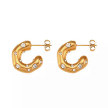 Load image into Gallery viewer, Madrid CZ Hoop Earrings in Gold