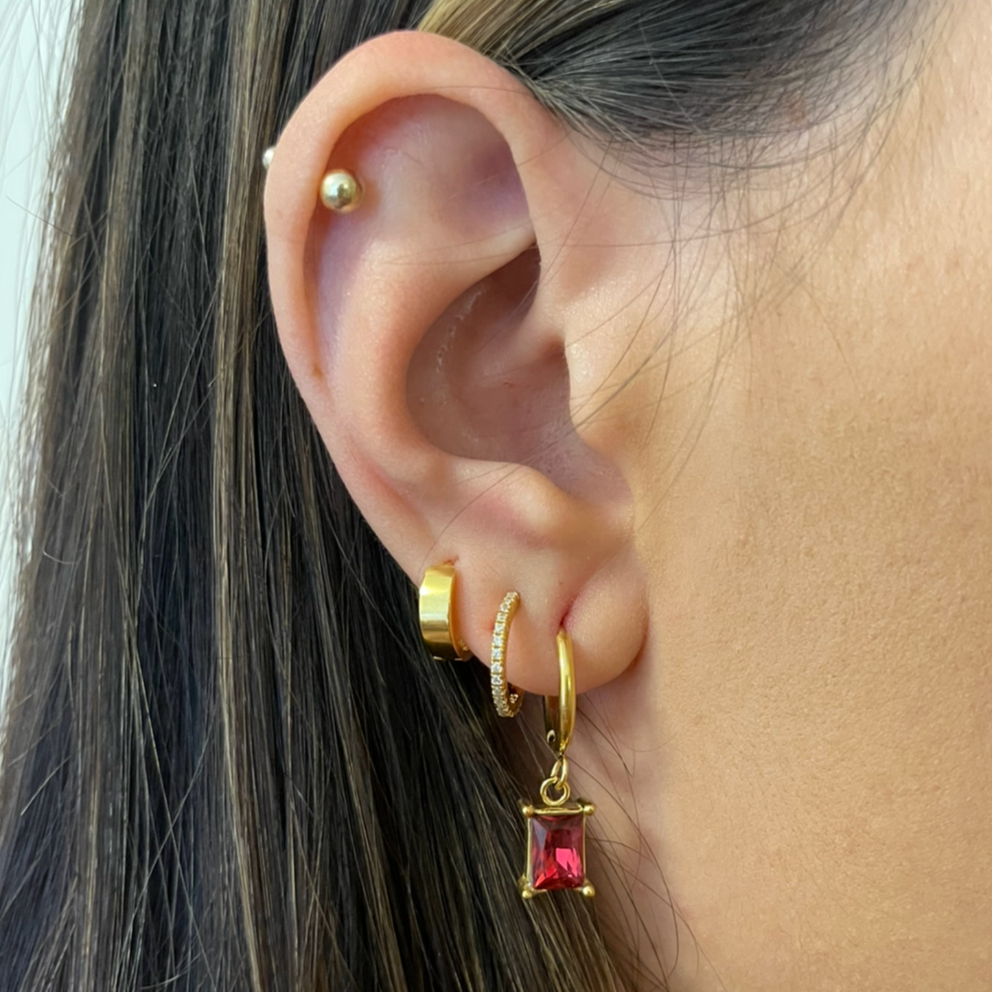 Marie Hoop Earrings - 4 Stone Colours