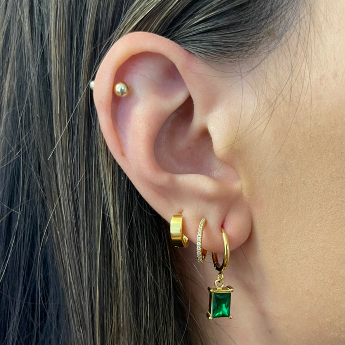 Marie Hoop Earrings - 4 Stone Colours